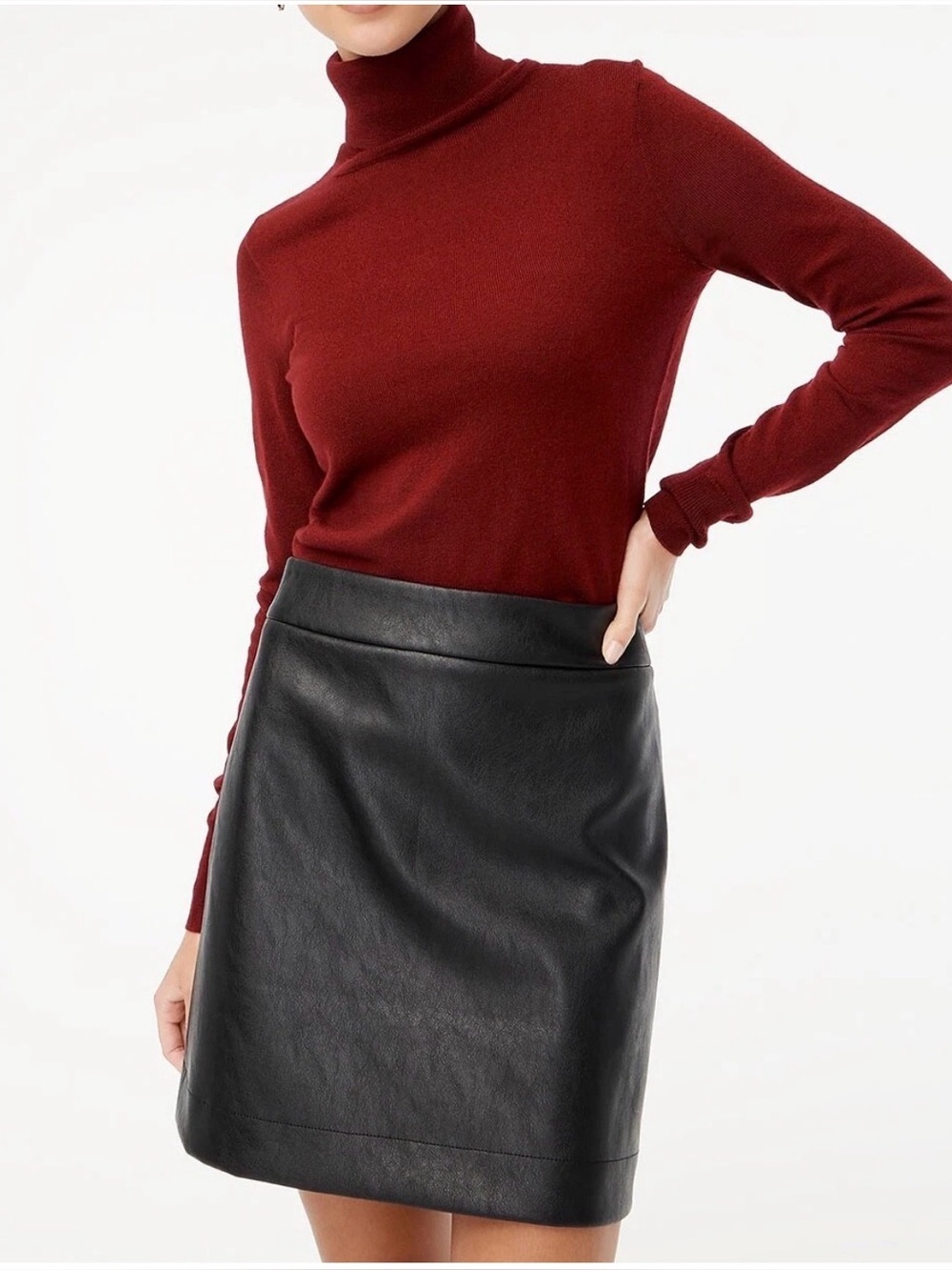 J Crew Black Faux Leather A-Line Mini Skirt Size 2